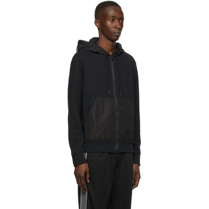 Shop Moncler Black Recycled Jersey Zip-up Hoodie In 999 Black