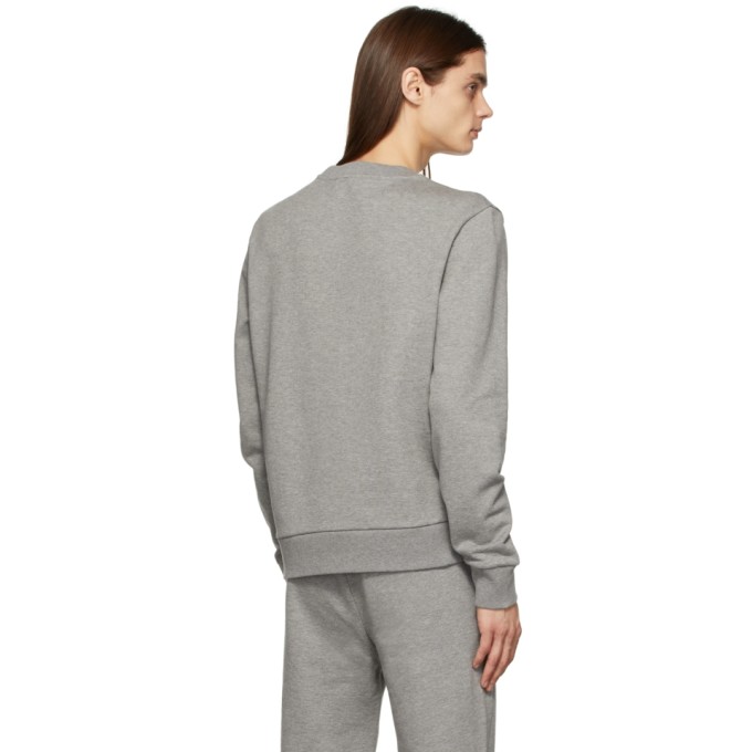 Shop Moncler Grey Logo Outline Embroidered Sweatshirt In 989 Grey