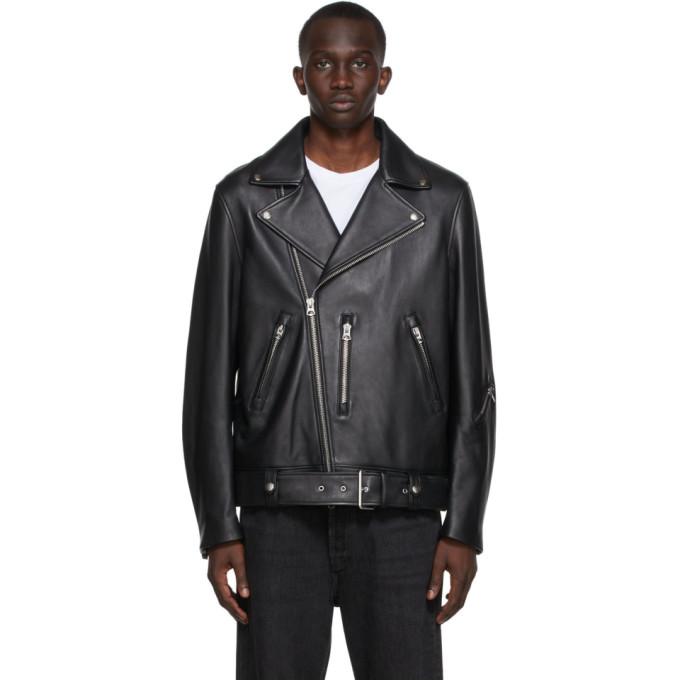 Acne Studios Black Leather Biker Jacket | ModeSens