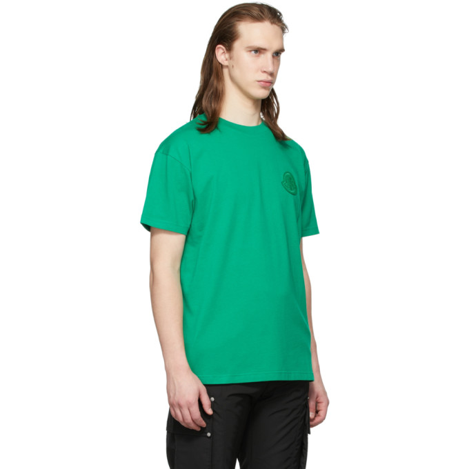 Shop Moncler Genius Green Logo T-shirt In 847 Green