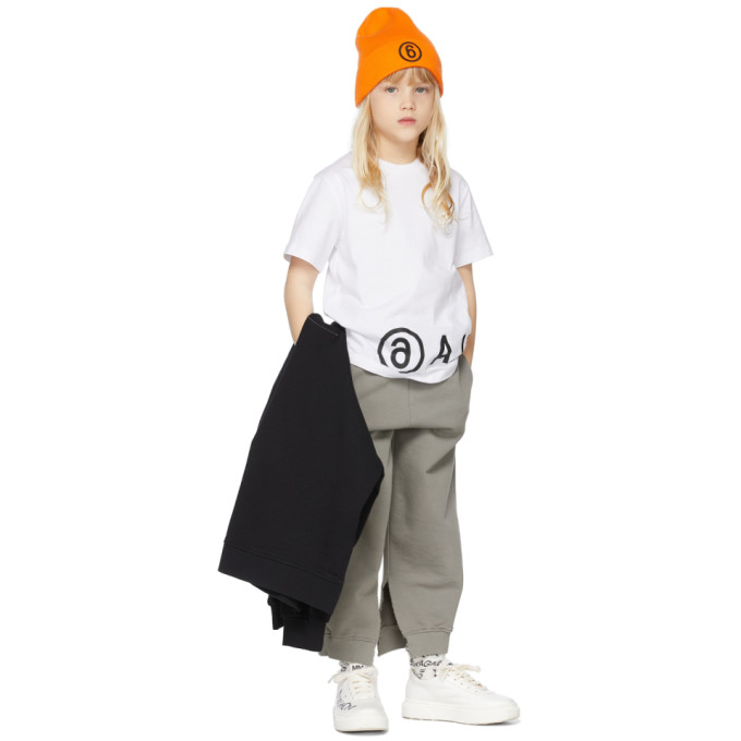 Mm6 Maison Margiela Kids Khaki Split Leg Lounge Pants In M6503 Mastic Green