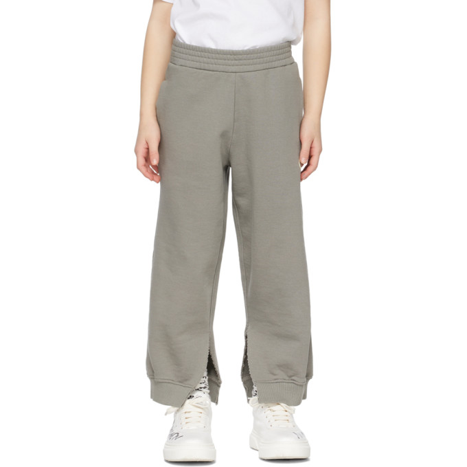 Shop Mm6 Maison Margiela Kids Khaki Split Leg Lounge Pants In M6503 Mastic Green