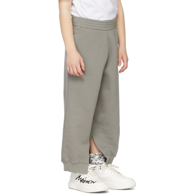 Shop Mm6 Maison Margiela Kids Khaki Split Leg Lounge Pants In M6503 Mastic Green