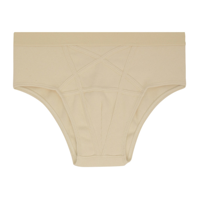 Rick Owens Off-white Rib Knit Briefs In 21 Natural