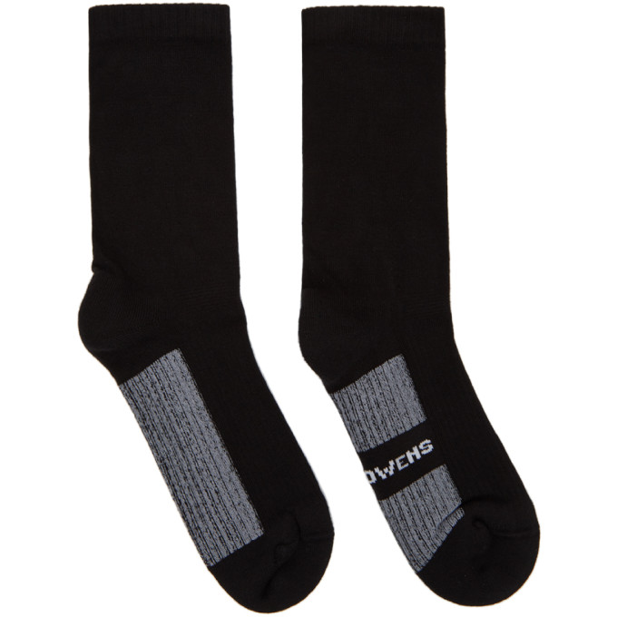 Rick Owens Black Glitter Socks In 911 Black/milk