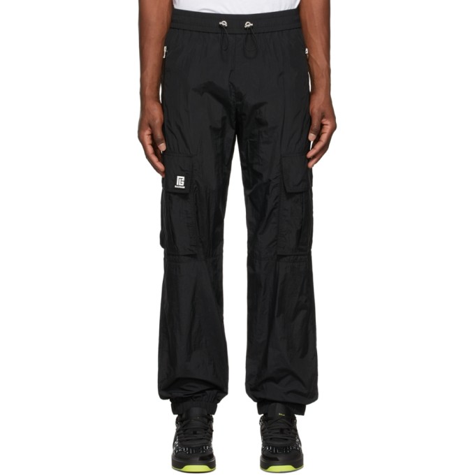 BALMAIN BLACK LOGO CARGO PANTS