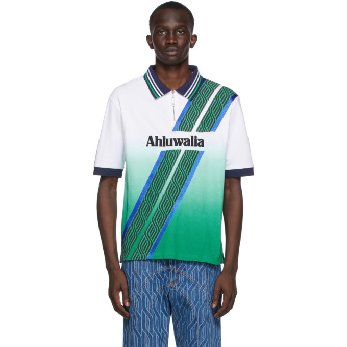 AHLUWALIA WHITE & GREEN FOOTBALL POLO