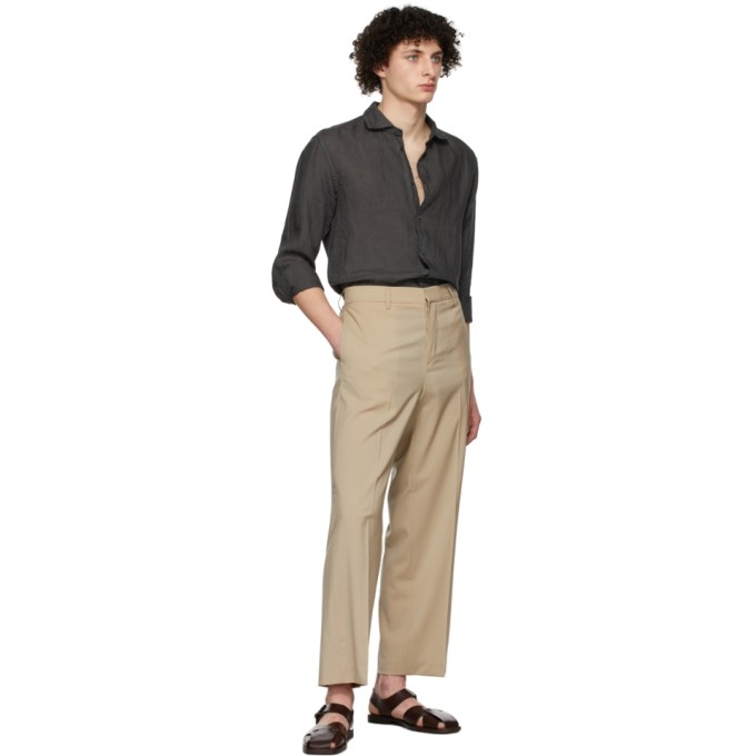 Shop Barena Venezia Beige Tela Trousers In Sabbia