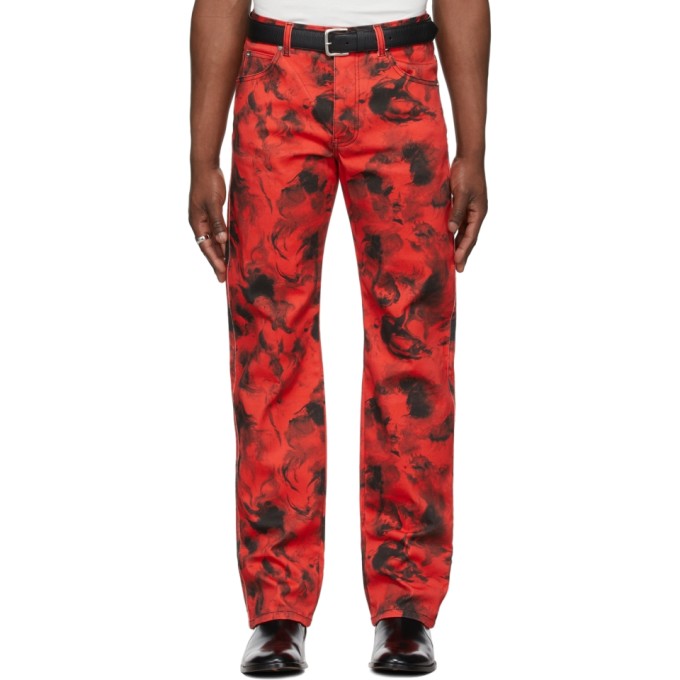 Lu'u Dan Ssense Exclusive Red Rose Burst Jeans In Red Ink