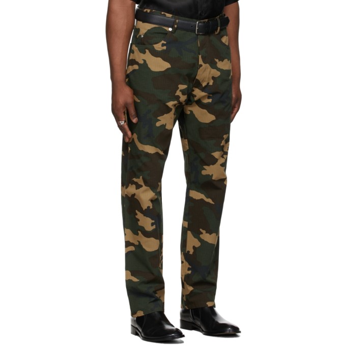 Shop Lu'u Dan Ssense Exclusive Green Camo Straight-leg Jeans In Camo Print