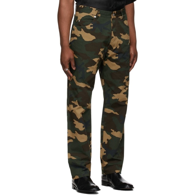 Shop Lu'u Dan Ssense Exclusive Green Camo Straight-leg Jeans In Camo Print