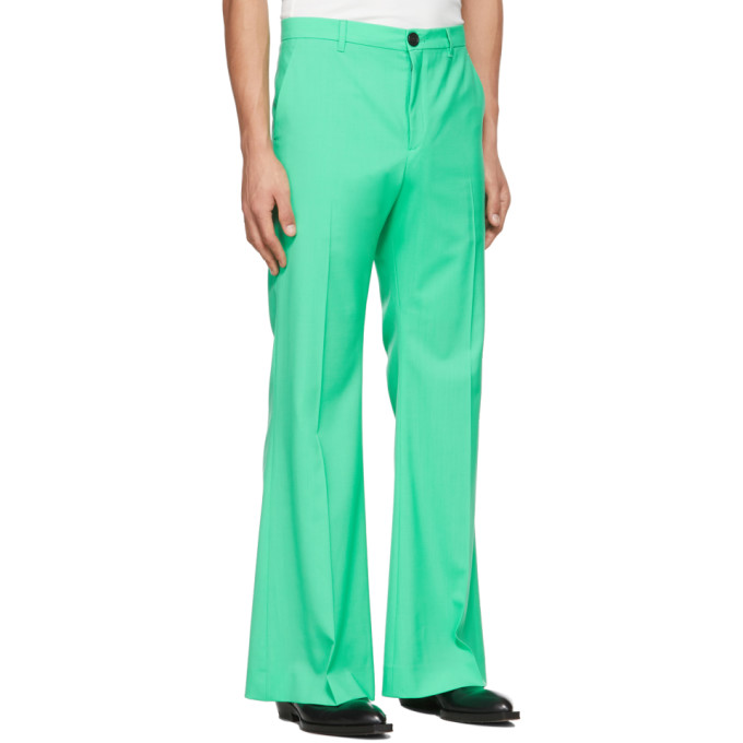 Shop Lu'u Dan Ssense Exclusive Green 70's Bellbottom Trousers In 70's Green