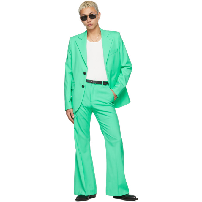 Shop Lu'u Dan Ssense Exclusive Green 70's Bellbottom Trousers In 70's Green