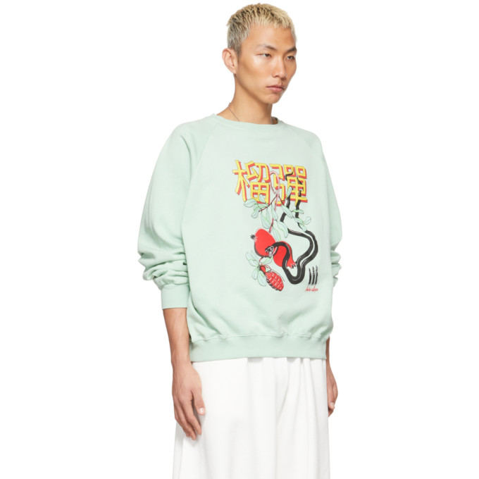 Shop Lu'u Dan Ssense Exclusive Green Forbidden Fruit Sweatshirt In Mint Plus Print