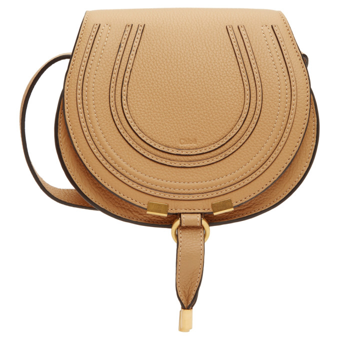 Chloé Marcie Small Saddle Crossbody Bag In 275 Soft Tan
