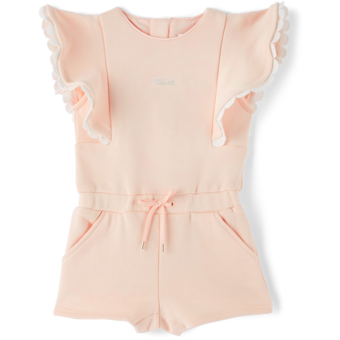 CHLOÉ BABY PINK LOGO ROMPER