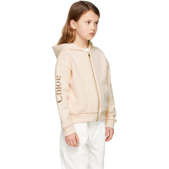 Shop Chloé Kids Pink French Terry Hoodie In 45f Pale Pi