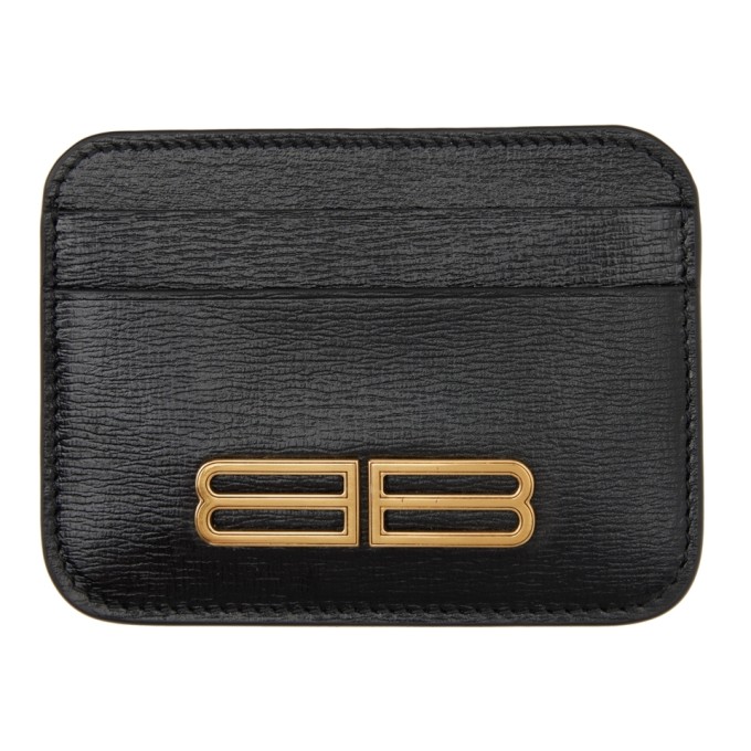 Balenciaga Gossip Bb-plaque Leather Cardholder In 1000 Black