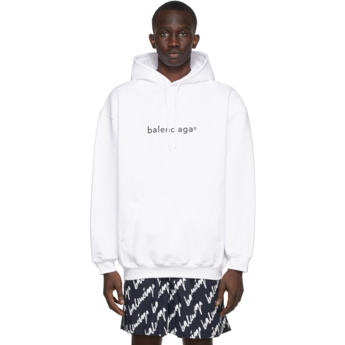 vulkansk Hvor modtage Balenciaga New Copyright Relaxed-fit Hoodie In White | ModeSens