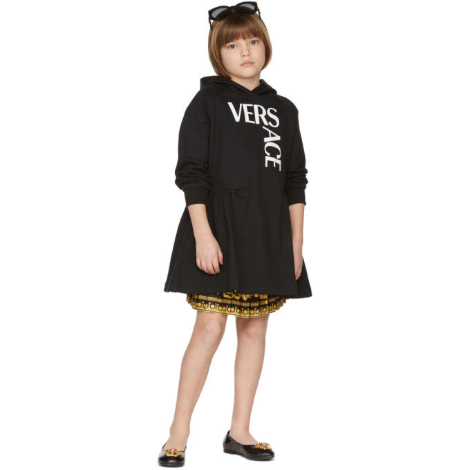 Versace Kids Black & Gold Twill Baroque Skirt In 5b000 Black