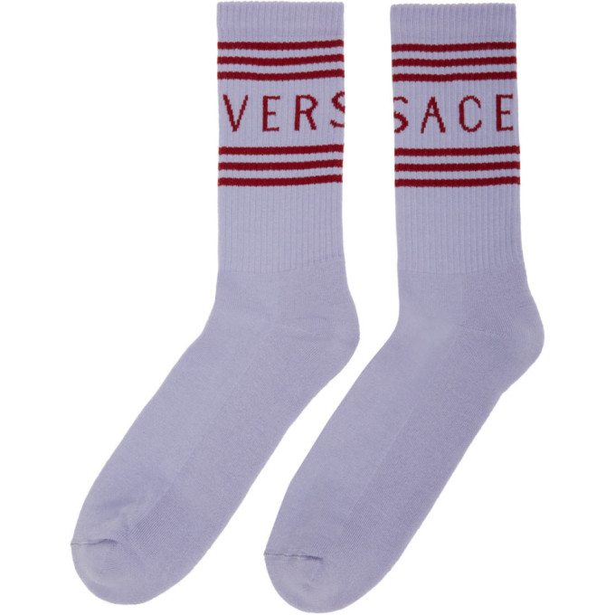 Shop Versace Purple & Burgundy Vintage Logo Socks In 2l440 Orchid+bordeau