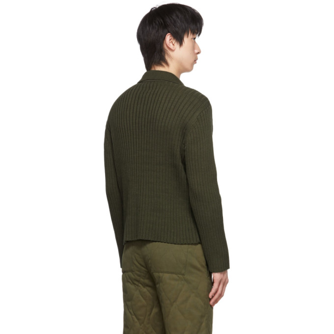 Shop Dion Lee Green Cotton Lace Anorak Sweater In Darkmoss