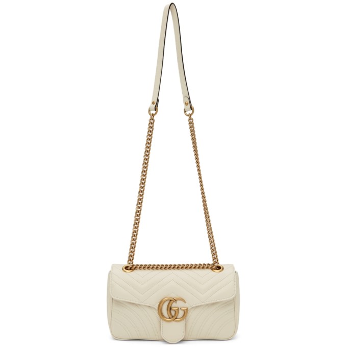 Gucci White Mini Gg Marmont 2.0 Shoulder Bag In 9022 M.white/m