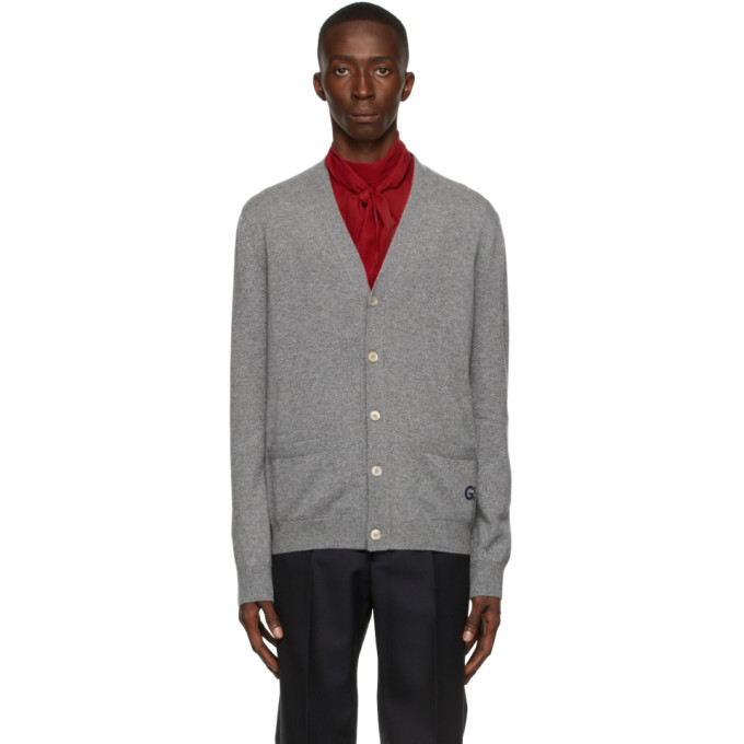 GUCCI GREY CASHMERE GG CARDIGAN