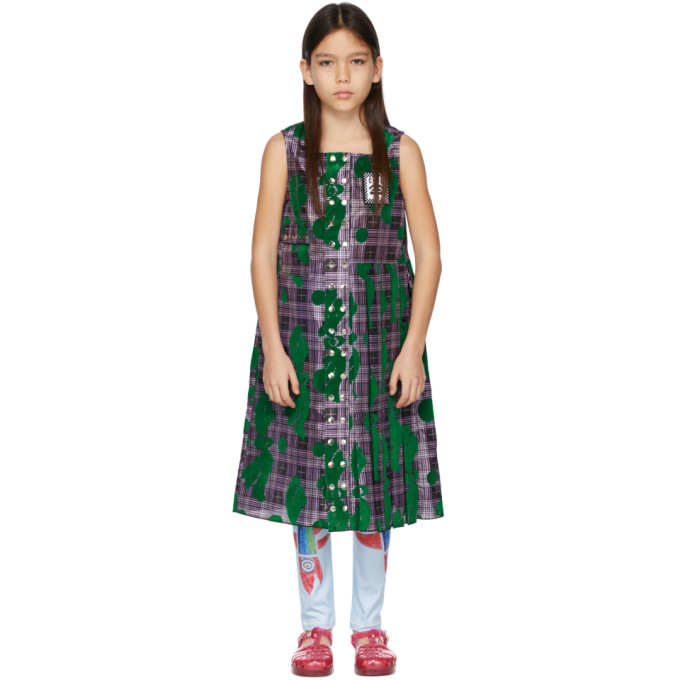 Shop Chopova Lowena Ssense Exclusive Kids Purple & Green Kilt Dress In Multi