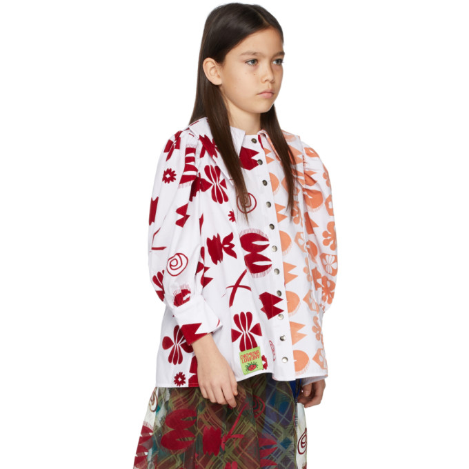 Shop Chopova Lowena Kids White & Red Flocked Shirt In Multi