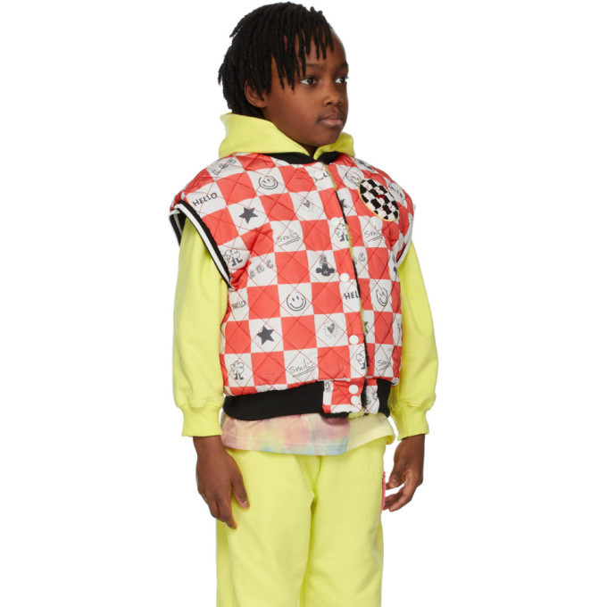 Shop Luckytry Kids Reversible Green & Black Check Vest In Red