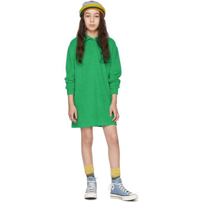 Luckytry Kids Green Embroidered Terry Dress