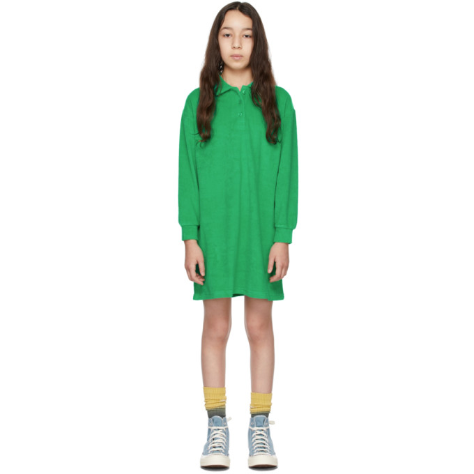 Shop Luckytry Kids Green Embroidered Terry Dress