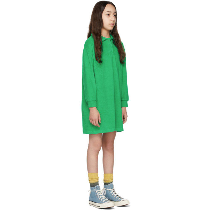Shop Luckytry Kids Green Embroidered Terry Dress