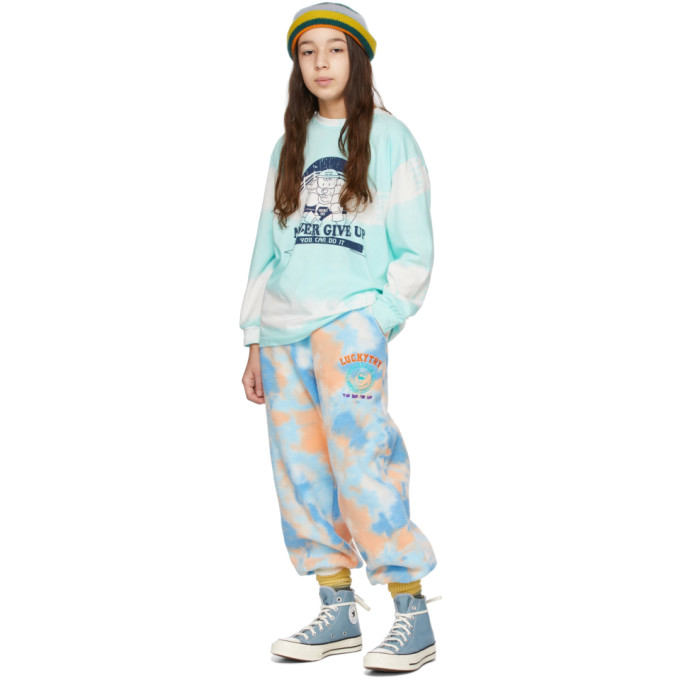 Luckytry Kids Blue Rainbow Fleece Lounge Pants