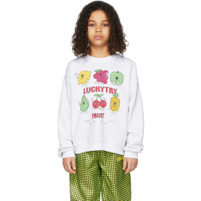 Shop Luckytry Kids Grey Fruit Store Sweatshirt In Melange