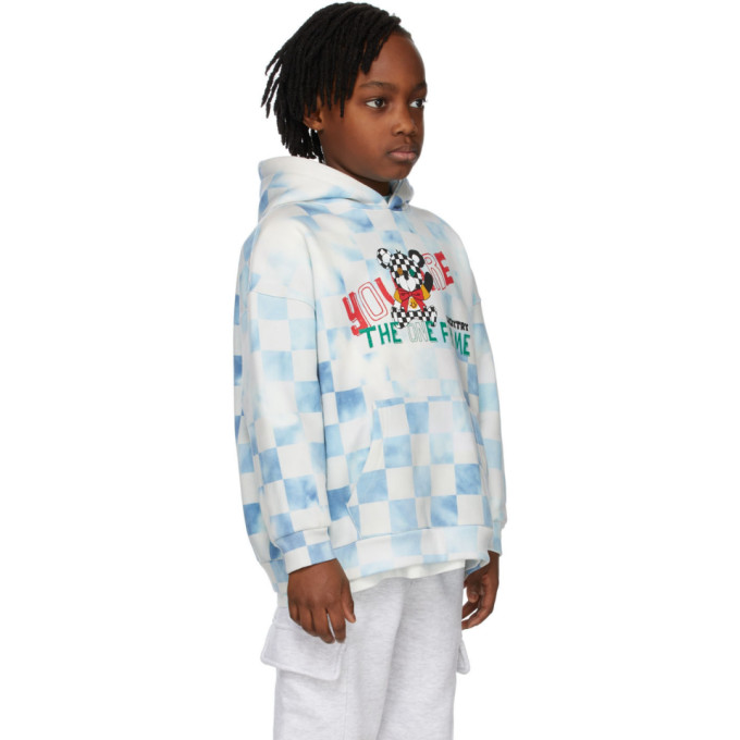 Shop Luckytry Kids Blue Vintage Checked Bear Hoodie