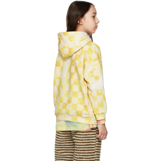 Shop Luckytry Kids Yellow Vintage Checked Bear Hoodie