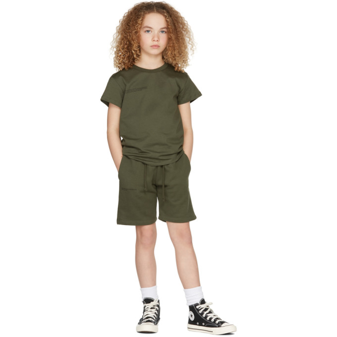 Pangaia Kids Green Organic Cotton 365 Long Shorts In Rosemary Green