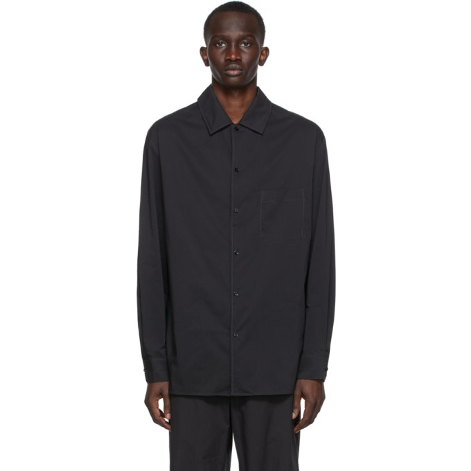 LEMAIRE BLACK CONVERTIBLE COLLAR SHIRT