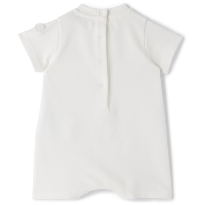 Shop Moncler Baby White Cotton Romper In 034 White