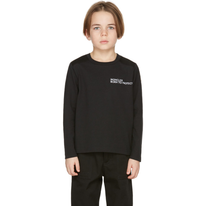 Shop Moncler Kids Black 'born To Protect' T-shirt In 999 Black