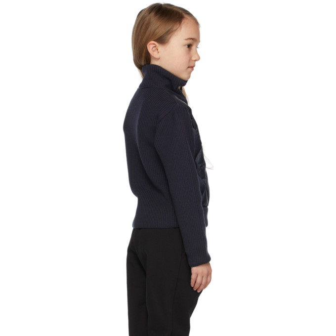 Shop Moncler Kids Navy Down High Neck Cardigan In 780 Navy