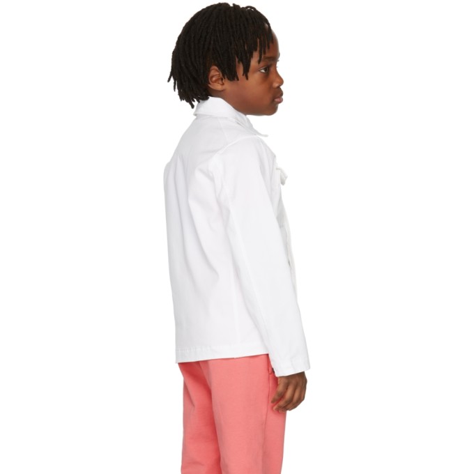 Shop Stone Island Junior Kids White Cotton Gabardine Jacket In V0001 White