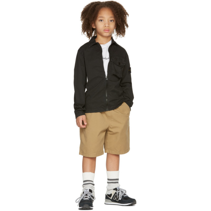 Stone Island Junior Kids Black Overshirt Jacket In V0129 Black