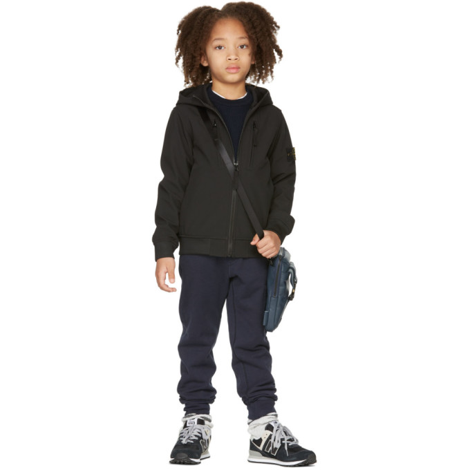 Stone Island Junior Kids Black Soft Shell Jacket In V0029 Black