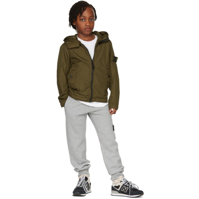 Stone Island Junior Kids Green Crinkle Reps Jacket In V0054 Military Green