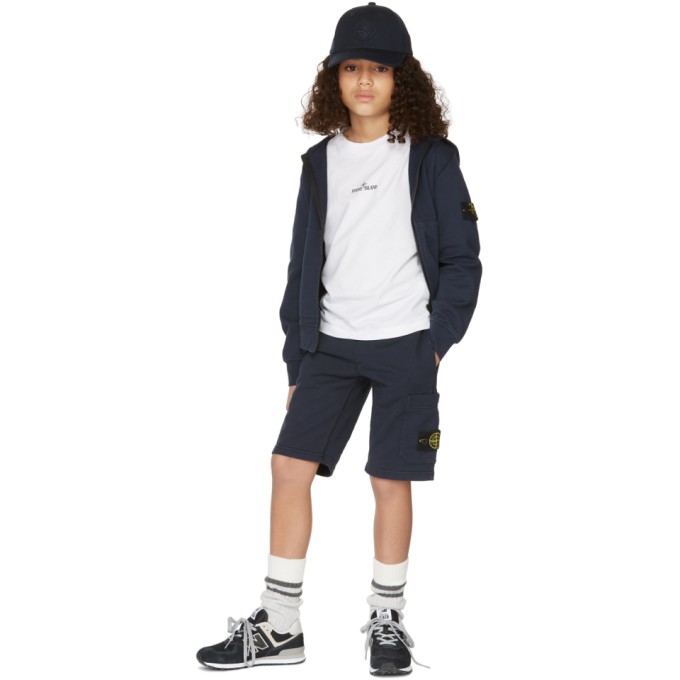 Stone Island Junior Kids Navy Terry Shorts In V0020 Navy Blue