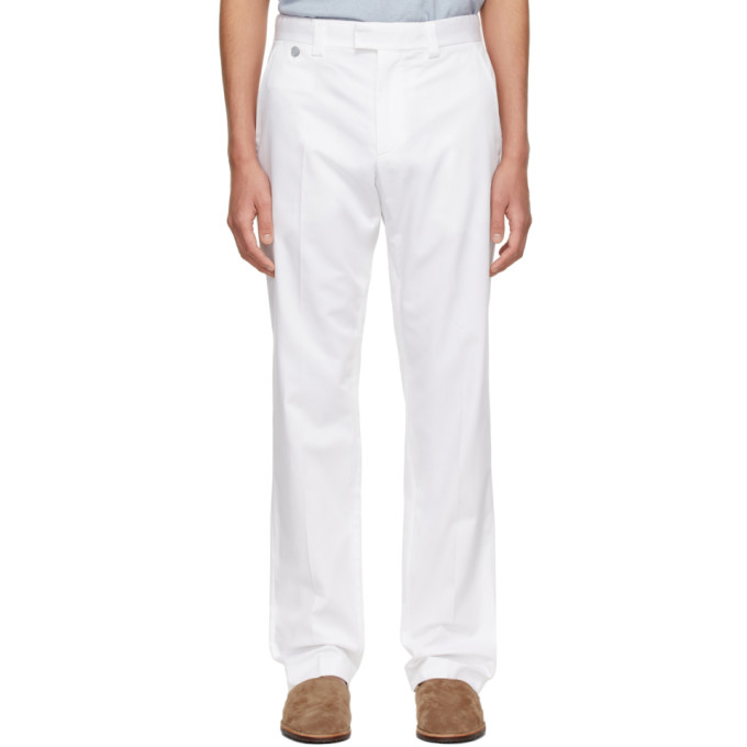 AGNONA WHITE SLIM TAILORED TROUSERS