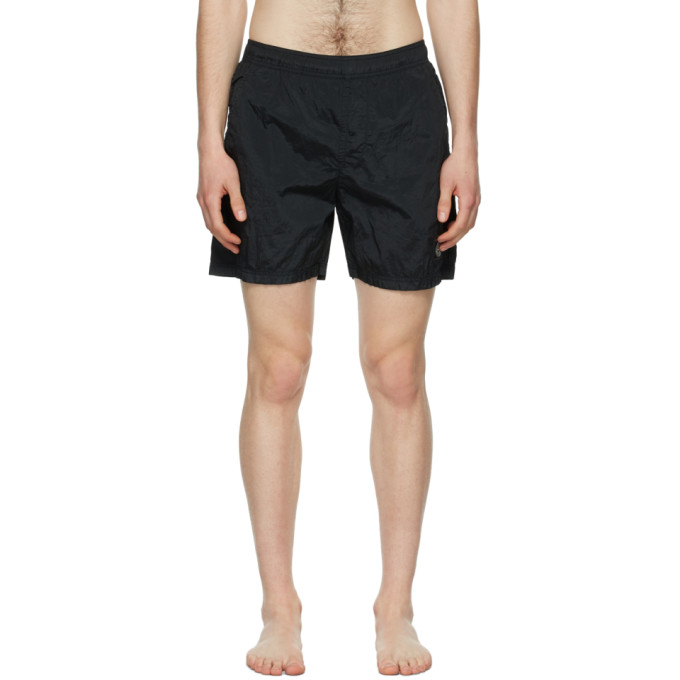 STONE ISLAND BLACK CRINKLED SWIM SHORTS